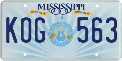MS license plate KOG563
