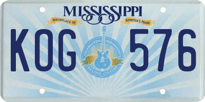 MS license plate KOG576