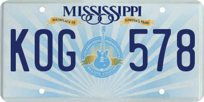 MS license plate KOG578