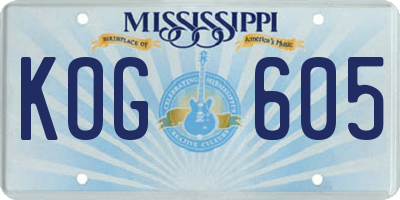MS license plate KOG605