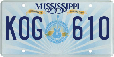 MS license plate KOG610