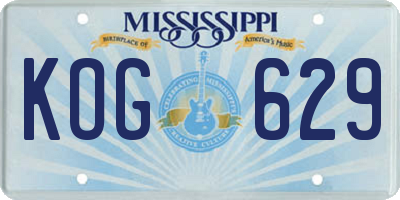 MS license plate KOG629