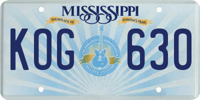 MS license plate KOG630