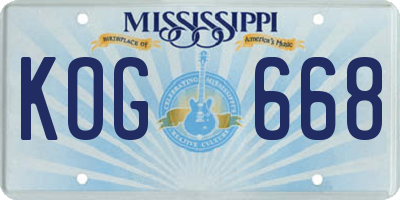 MS license plate KOG668