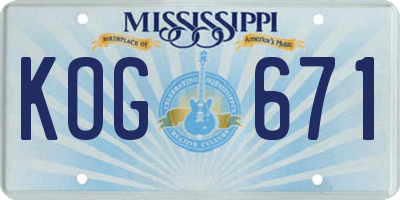 MS license plate KOG671