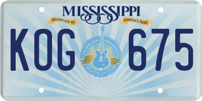 MS license plate KOG675