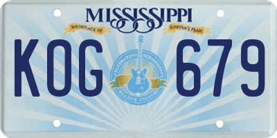 MS license plate KOG679