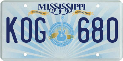 MS license plate KOG680