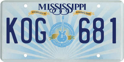 MS license plate KOG681