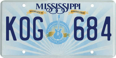 MS license plate KOG684