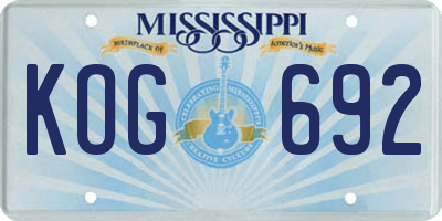 MS license plate KOG692