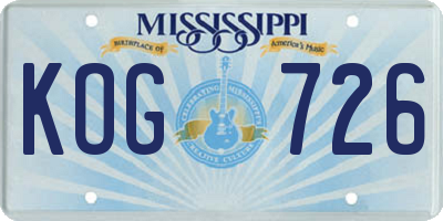 MS license plate KOG726