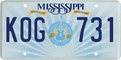 MS license plate KOG731