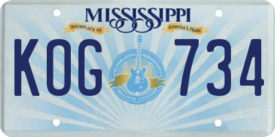 MS license plate KOG734
