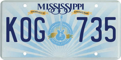 MS license plate KOG735