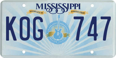 MS license plate KOG747