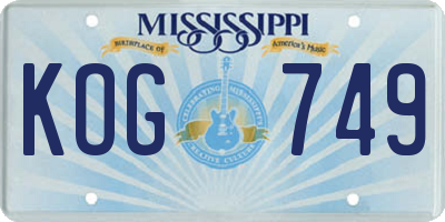 MS license plate KOG749
