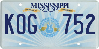 MS license plate KOG752