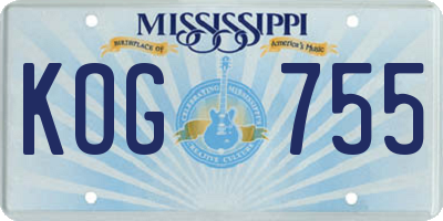 MS license plate KOG755