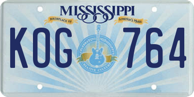 MS license plate KOG764