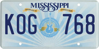 MS license plate KOG768