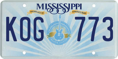 MS license plate KOG773