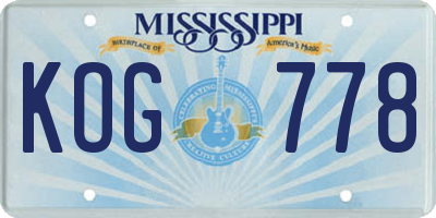 MS license plate KOG778