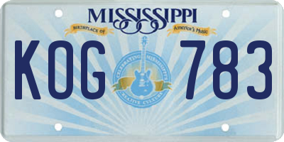 MS license plate KOG783