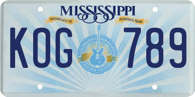 MS license plate KOG789