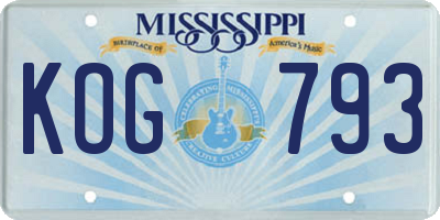MS license plate KOG793