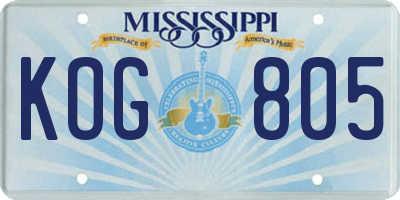 MS license plate KOG805