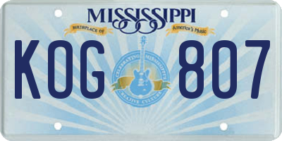 MS license plate KOG807