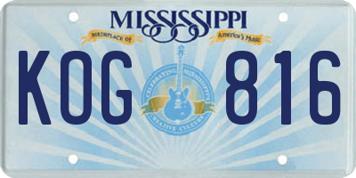 MS license plate KOG816