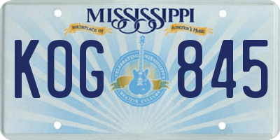 MS license plate KOG845