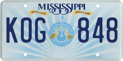 MS license plate KOG848