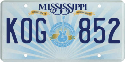 MS license plate KOG852