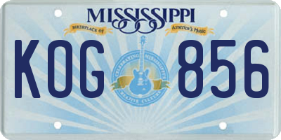 MS license plate KOG856