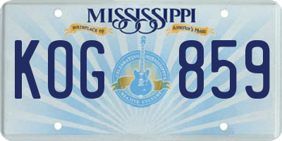 MS license plate KOG859