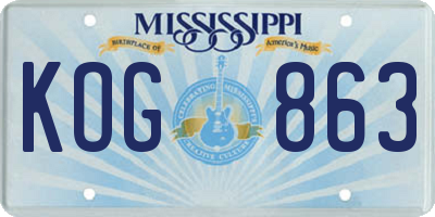 MS license plate KOG863