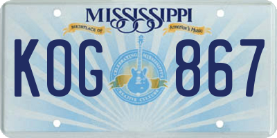 MS license plate KOG867