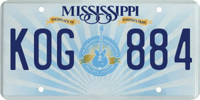 MS license plate KOG884