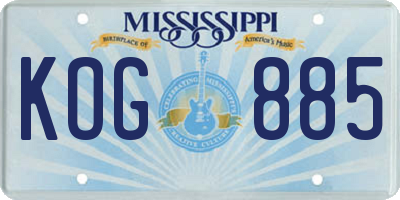 MS license plate KOG885