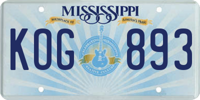 MS license plate KOG893