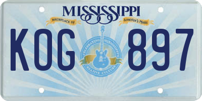 MS license plate KOG897