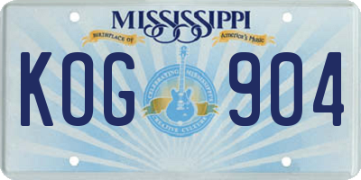 MS license plate KOG904