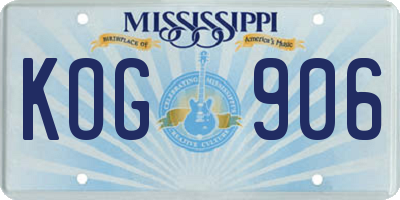 MS license plate KOG906