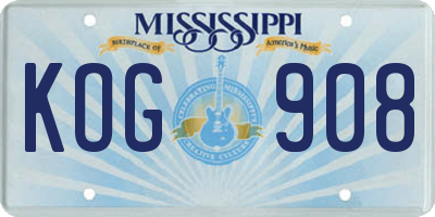 MS license plate KOG908