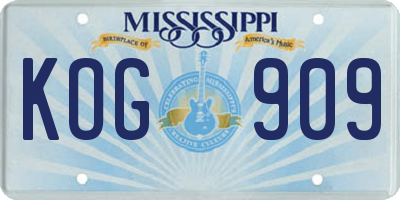 MS license plate KOG909