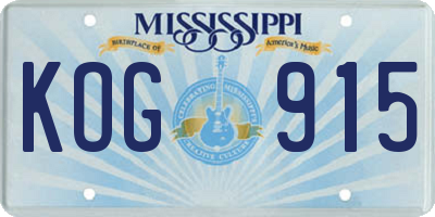 MS license plate KOG915