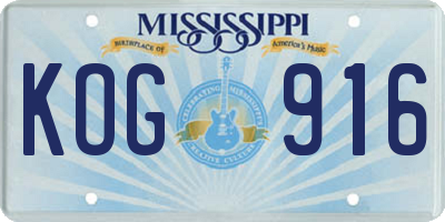 MS license plate KOG916